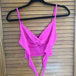 Shein Hot Pink Cross Over Crop Top
